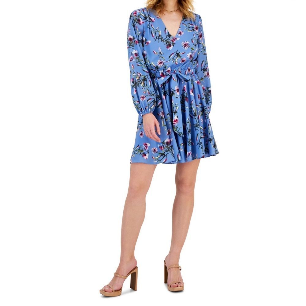 INC international concepts Women's V-Neck Mini Dress Ralsey Garden L